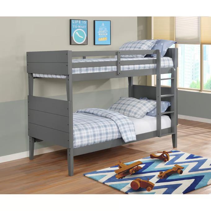 Twin over Twin Gray Bunk Bed